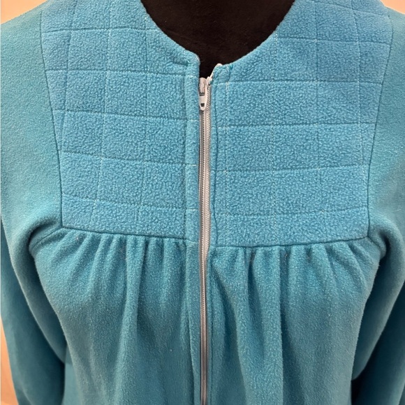 Shadowline Petite Vintage Fleece Zip Up Blue Nightgown Sz Sm - Picture 5 of 6